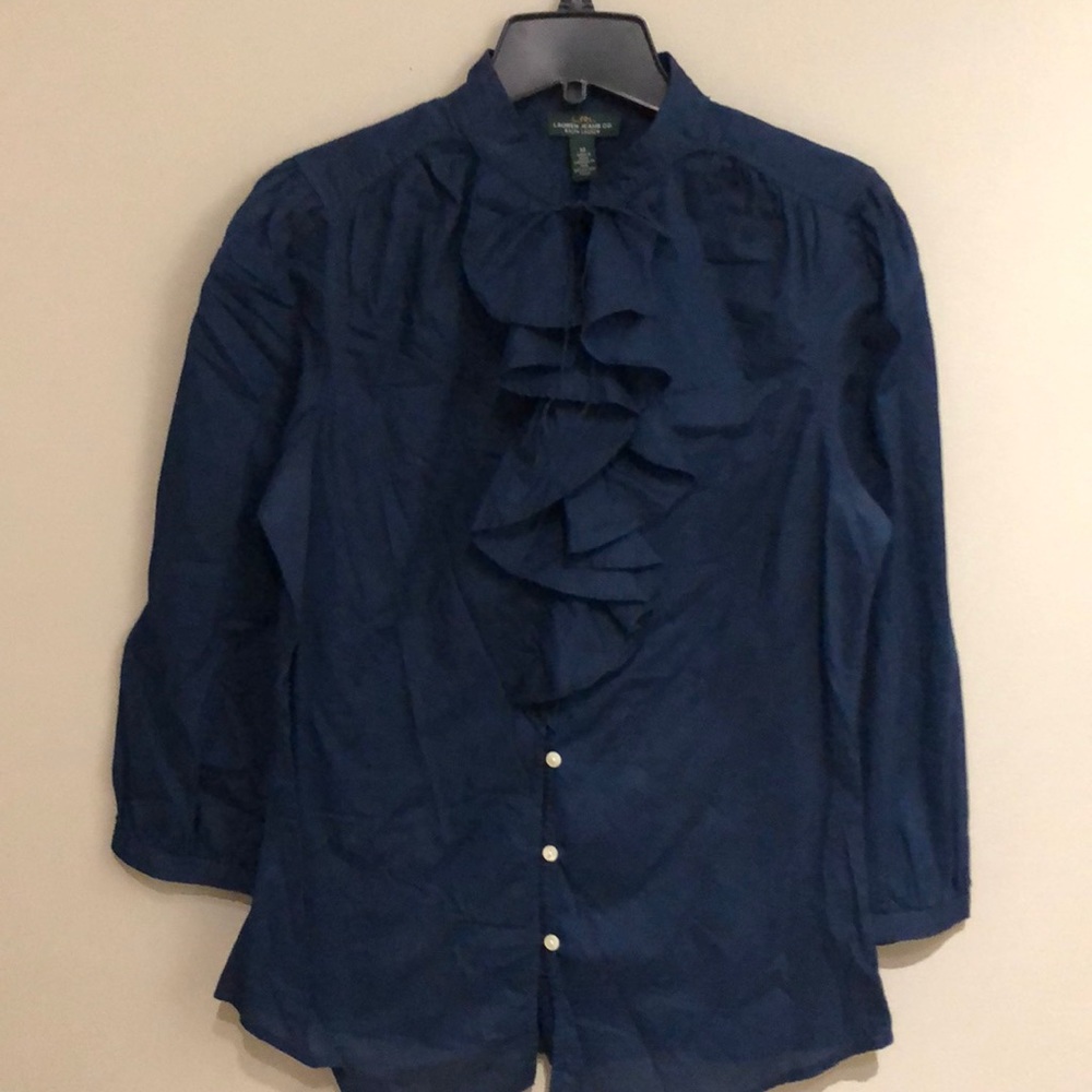 Ruffled western woven with tie neck